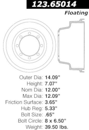 Centric parts 123.65014 brake drum- rear