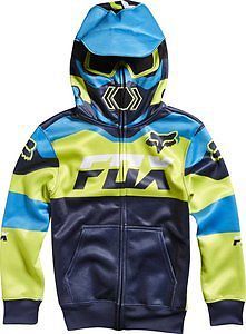 Fox racing mako youth boys full zip up hoody indigo/blue