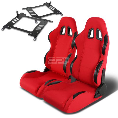 Type-4 racing seat red pvc+silder/rail+for 00-06 maxima/sentra a33/b15mount x2