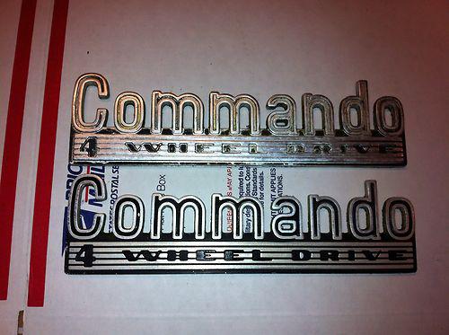 Jeepster commando 4 wheel drive emblems badge script trim metal set of 2