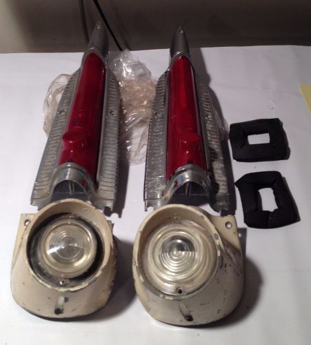 1956 mopar plymouth taillight &amp; reverse light housing &amp;lenses complete set pair