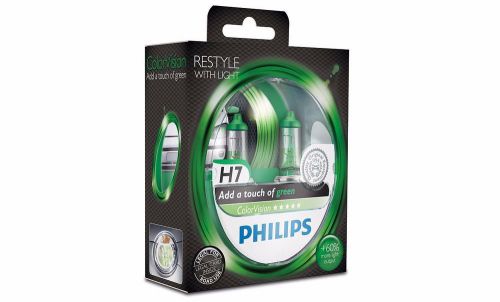 Genuine philips h7 colorvision green +60% 55w 12v px26d 12972cvpgs2 (2 bulbs)