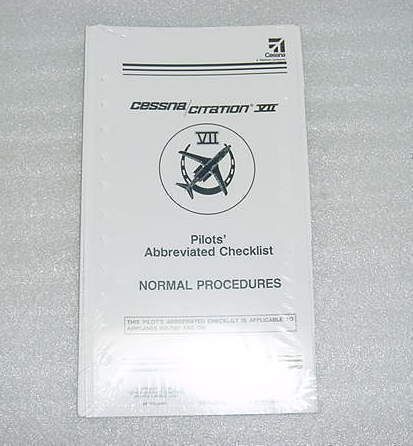 Nos, cessna citation vii 650 pilot checklist manual