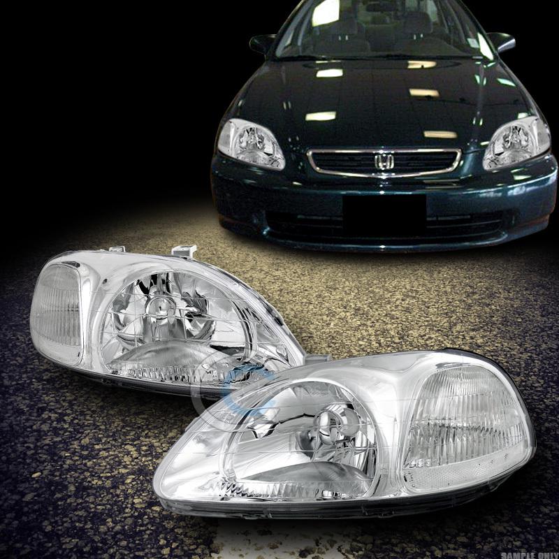 Jdm crystal chrome clear head lights lamp signal left+right dy 96-98 honda civic