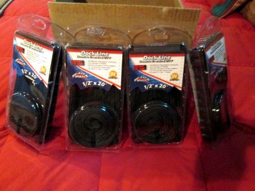4 pack 1/2&#034;x20&#039; black double braided mfp dock line