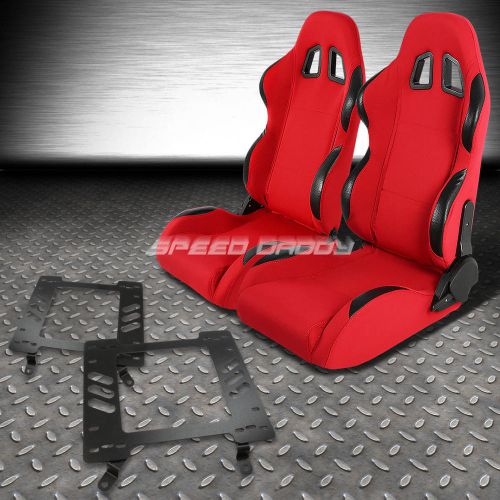 Pair type-4 reclining red pvc racing seat+bracket for 63-72 chevelle/malibu