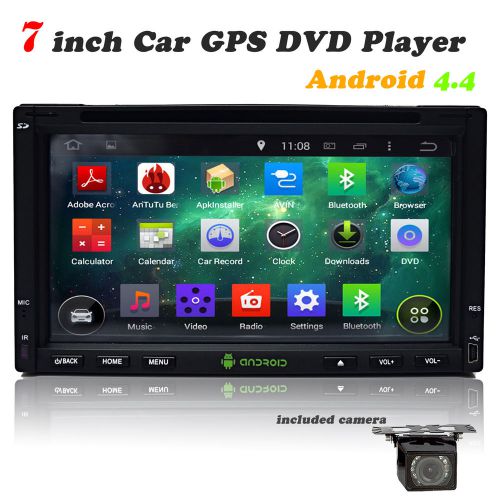 7&#034; in dash double 2 din android 4.4.4 car stereo dvd player gps swc wifi 1080p