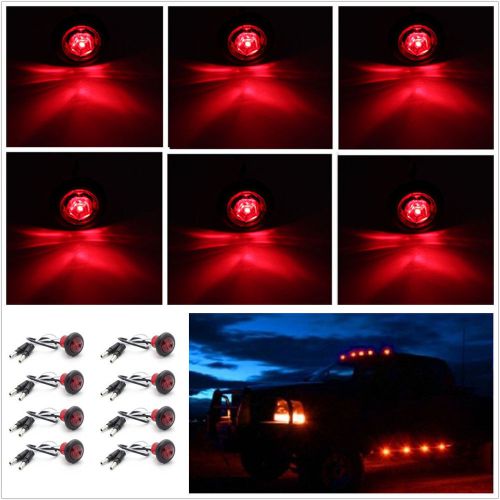 8x 3/4&#034; red led clearance marker bullet lamp car truck trailer side marker light