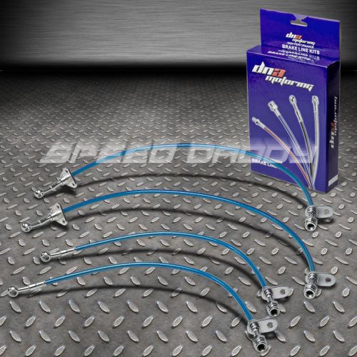 Front+rear stainless hose blue brake line kit for 88-95 honda civic si/ex eh/ej