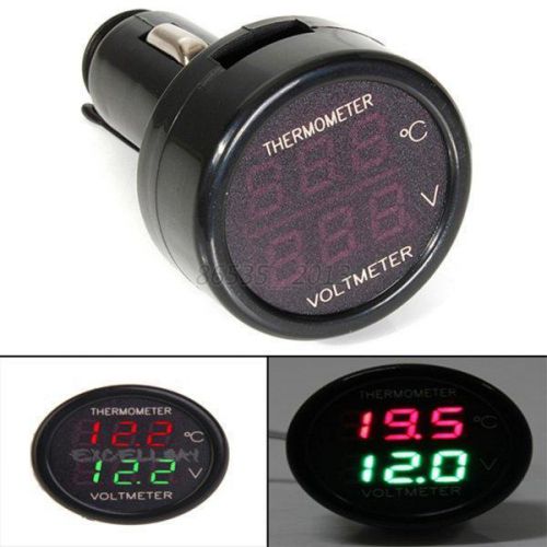 2 in 1 car auto dc 12v red green dual display led digital thermometer voltmeter