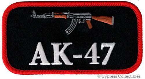 Ak47 assault rifle patch - armed biker emblem iron-on gun rights embroidered new