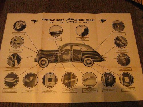 Vintage 1941 pontiac body lubrication chart all models  gm general motors