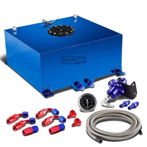 15 gallon aluminum fuel cell tank+cap+oil feed line+1:1 pressure regulator blue