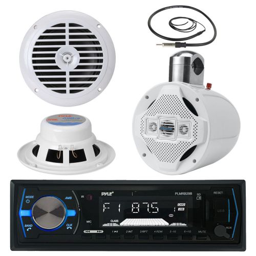 Silver 8&#034; tower led speakers,6.5&#034; speakers, antenna,pyle bluetooth usb aux radio