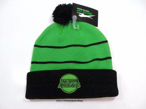 2017 arctic cat men&#039;s team arctic lime &amp; black beanie w/ pom hat 5273-077