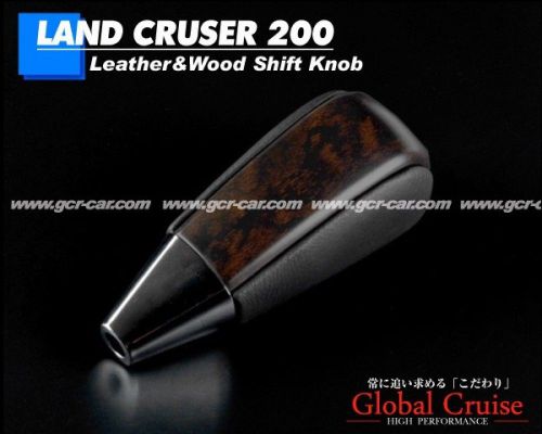 2007-2015 toyota land cruiser fj200 v8 brown wood black leather shift knob jdm