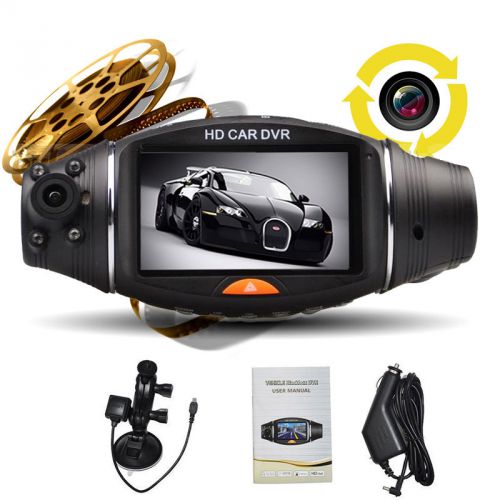 2.7&#034; car dvr dash duel lens camera recorder night vison g-sensor hd 1080p+gps