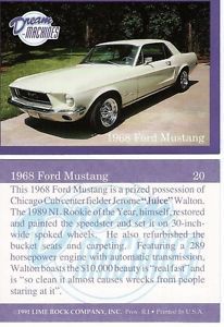 1968 mustang coupe collector card  2 1/2&#034;x3 1/2&#034;