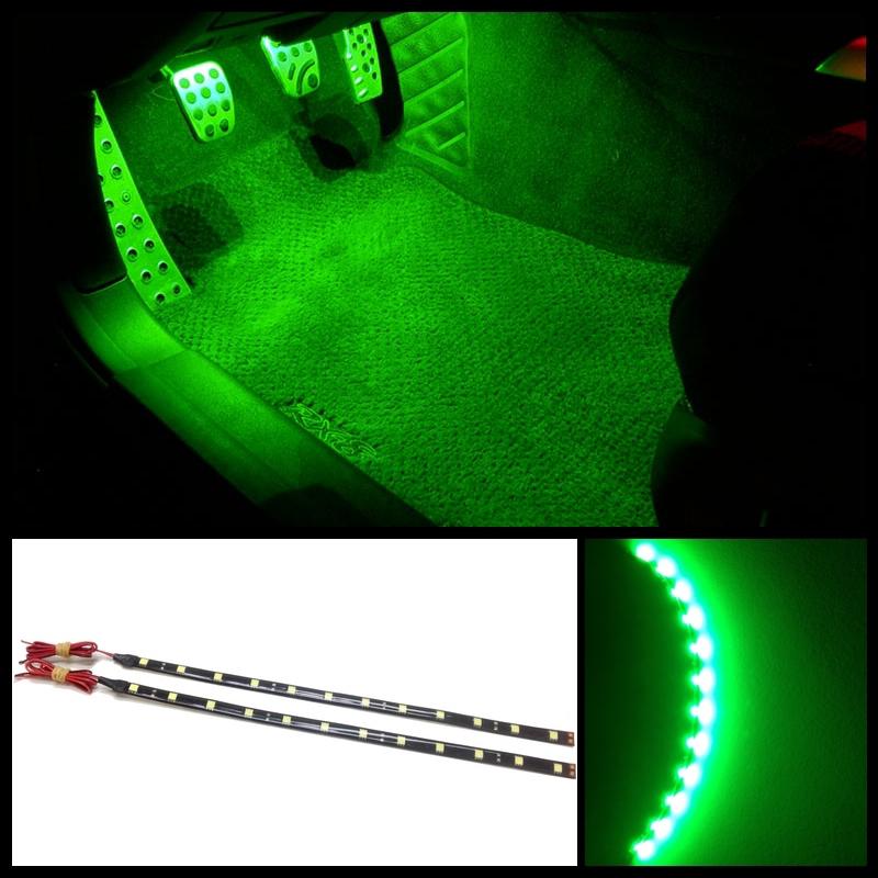 2 12" bright green 12 smd led interior exterior strip footwell ambient light #b4