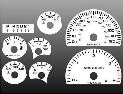 1999-2002 dodge ram diesel cummins instrument cluster white face gauges 99-02