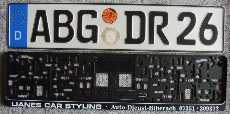 Genuine german license plate from germany with new frame volkswagen vw