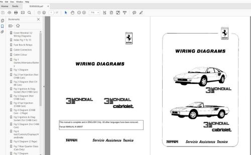 Ferrari mondial 3.2 workshop wiring schematics manual