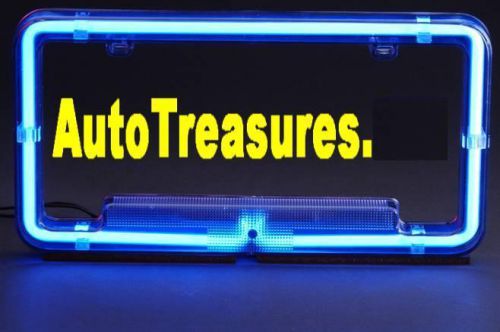 Blue bright street car truck  neon license plate frame auto glow new show light