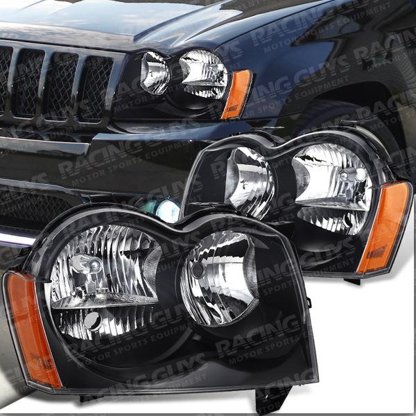 2005 2006 2007 jeep grand cherokee headlight/headlights head light/lamp pair set