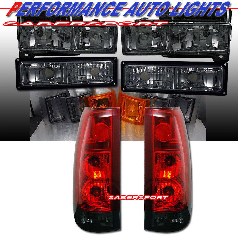 94-98 chevy c10 ck full size smoke headlights combo set + g5 altezza tail lights