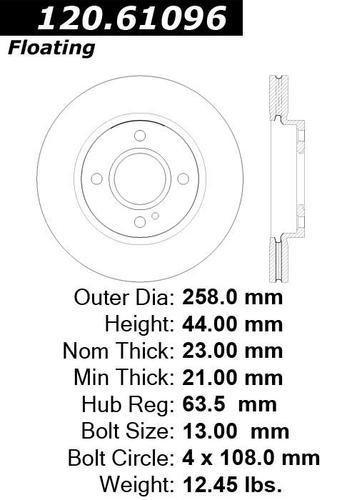 Centric 120.61096 front brake rotor/disc-premium rotor-preferred