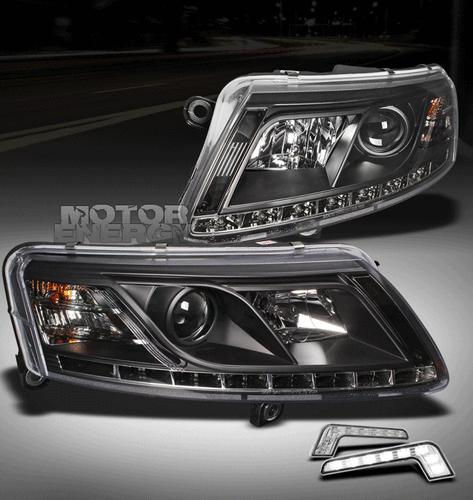 05-08 audi a6 led projector head lights lamp black w/drl daytime running 06 07