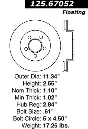 Centric 125.67052 front brake rotor/disc-high carbon rotor