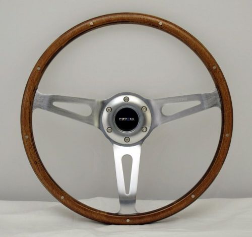 Nrg classic wood grain wheel with metal accents  polished aluminum - 365mm