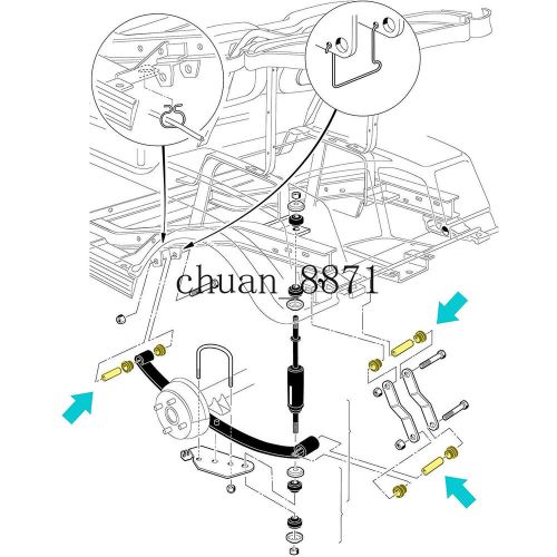 Golf cart rear leaf spring bushing kit for club car ds ezgo txt 1015583