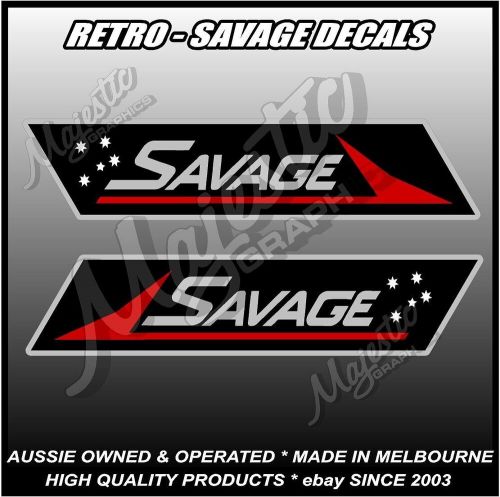 Savage - 360mm x 80mm x 2 - left &amp; right pair - boat decals / stickers - retro