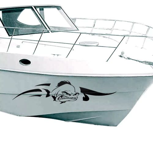 2pcs fish boat yacht sticker vinyl graphics decals body trim universal black