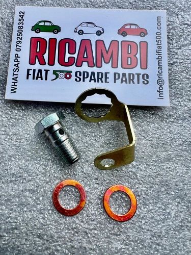 Classic fiat 500 126 right brake banjo retainer &amp; bolt  with washers new