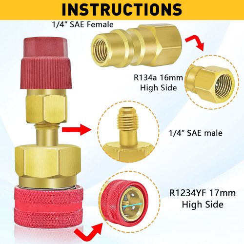 High&amp;low side coupler quick couplers connectors adapters r1234yf to auxito r134a