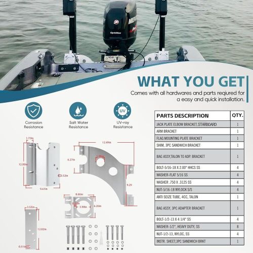 For minn kota talon universal modular adapter bracket sandwich starboard 1810303