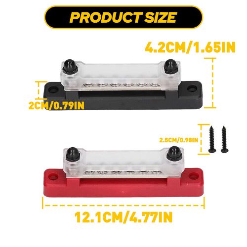 2x 12 terminal block bus bar &amp; cover 12v distribution bus bar auto boat power bu