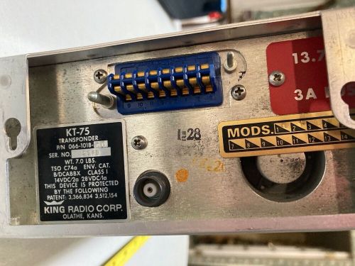 King radio aircraft kt-75 transponder p/n 066-1018-00