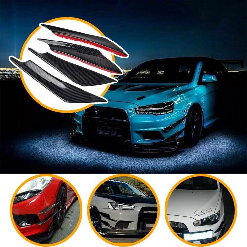 Glossy carbon fiber car bumper fin splitter diffuser valence spoiler lip auxito