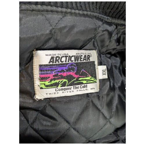 Arctic cat snowmobile wool coat jacket leather arms sz 2xl xxl vintage usa black