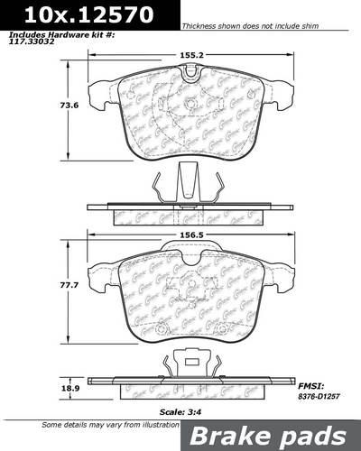 Centric 104.12570 brake pad or shoe, front