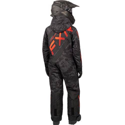 Fxr snowmobile child &amp; youth cx insulated monosuit - black camo/red fade