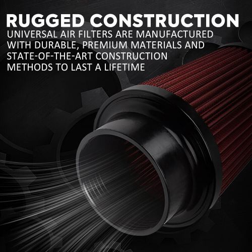 Red 4&#034; inlet truck air filter dryflow clamp-on round cone air intake auxito t