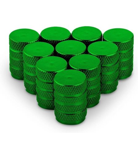 Valve-loc tire valve caps 10-pack with rubber o-rings universal stem green