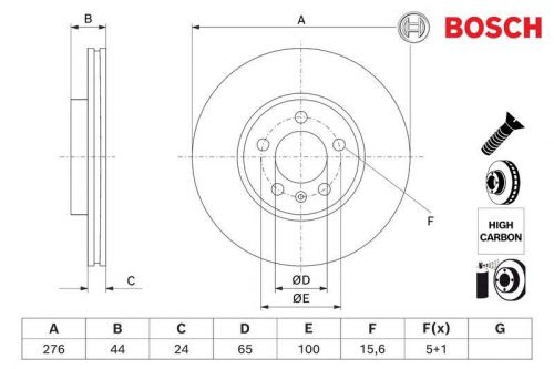 2 pieces brake disc bosch 0986479h71 for seat ibiza v arona-