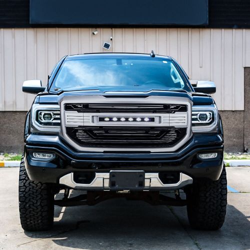 Chrome front armor style grille w/ off-road lights for 2016-2018 gmc sierra 1500