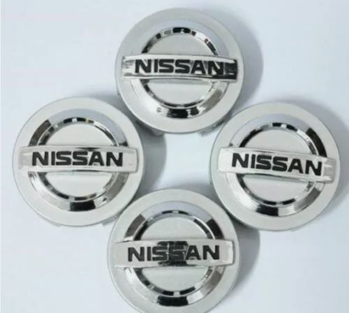 Set of 4 silver 60mm wheel center caps